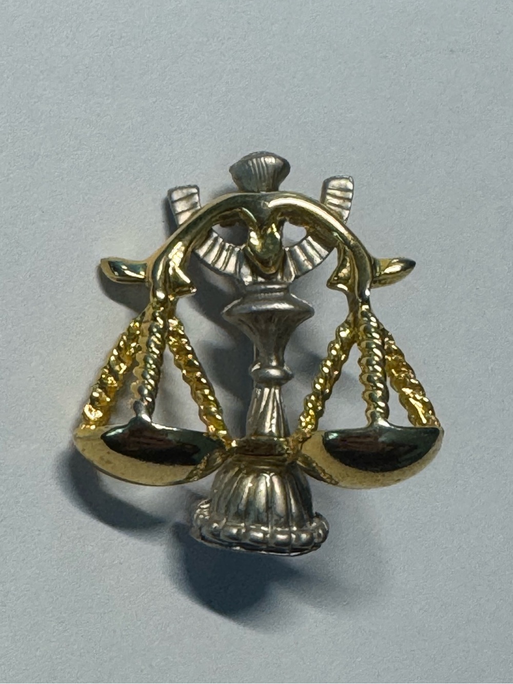Gold & Silver Scales of Justice Pin Brooch - Two-Tone, Libra zodiac sign